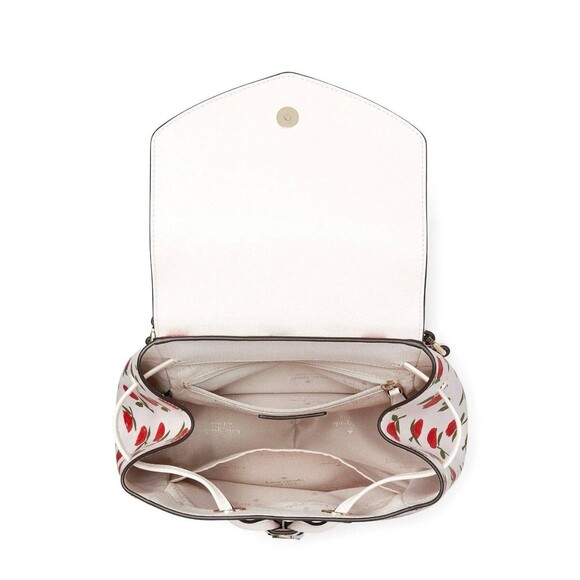 New Kate Spade Lizzie Medium Flap Backpack Festive Rosette Saffiano Multi - Picture 4 of 5